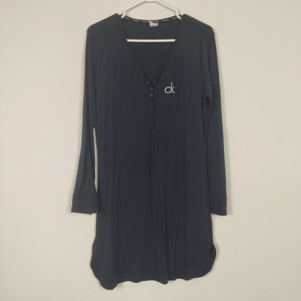 Calvin Klein Women's Ribbed Night Gown Pajama Dress Loungewear